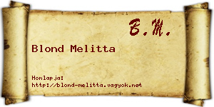 Blond Melitta névjegykártya